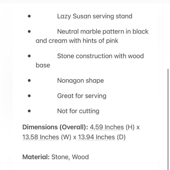 DVF for Target Marble Stone Lazy Susan Serving Stand Diane Von Furstenberg - Picture 2 of 5